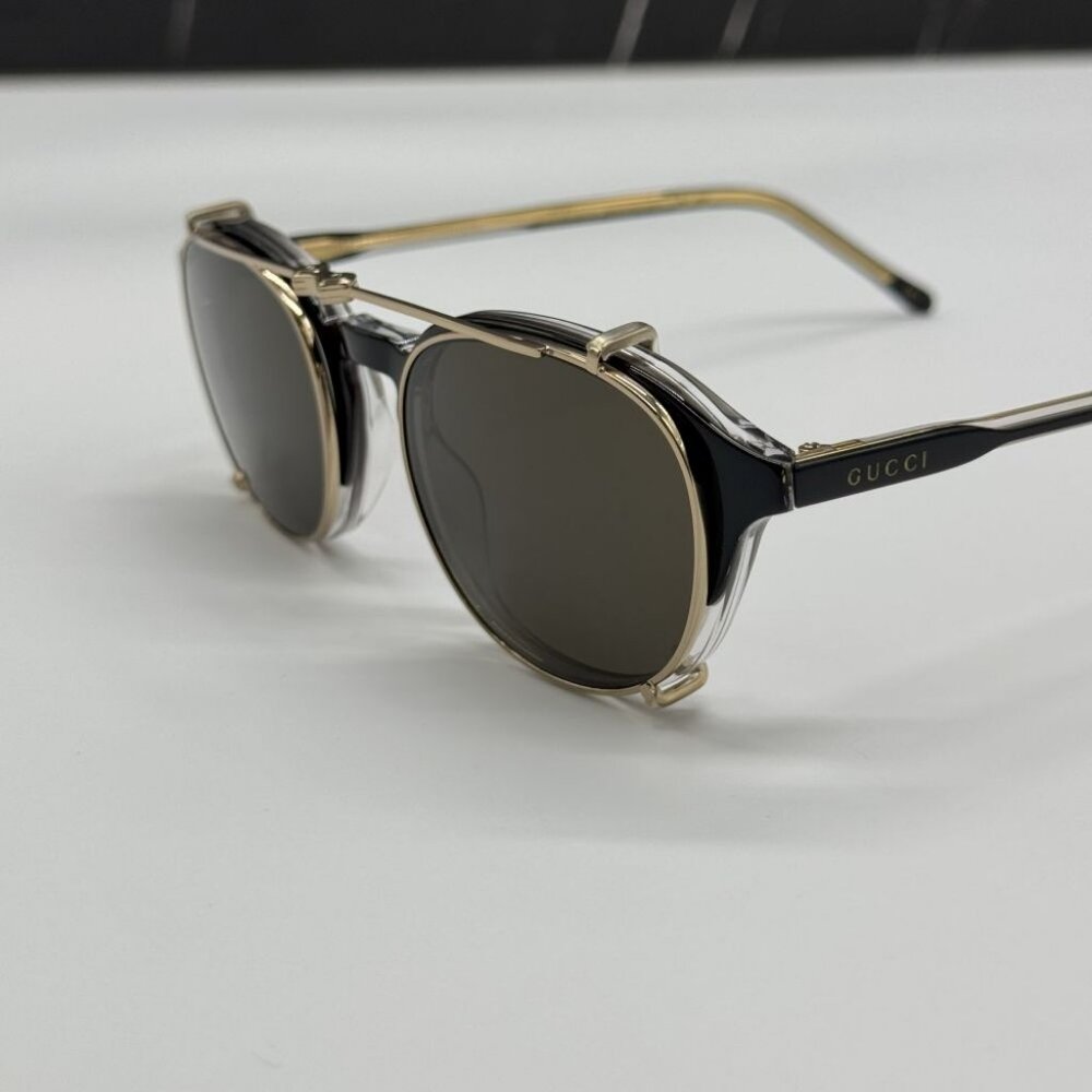 NEW GUCCI GG1212S 002 SUNGLASSES MEN ROUND BLACK EYEWEAR - Picture 11 of 16